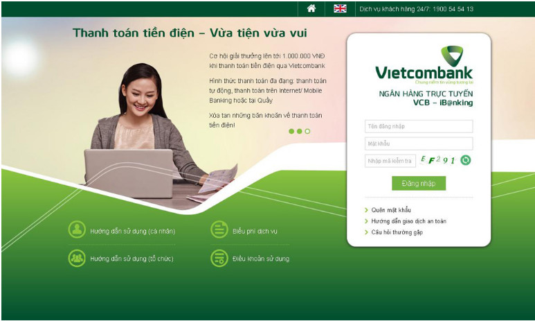 Đăng nhập trực tuyến Vietcombank